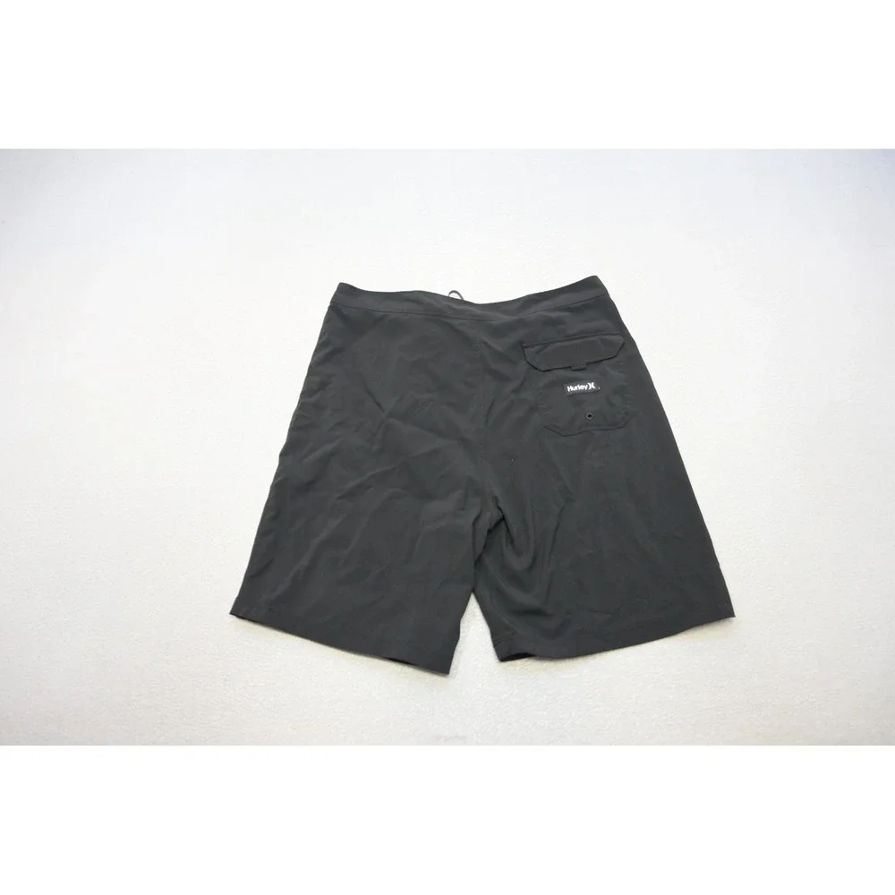 Hurley Board Shorts Mens 31 Black Solid Swim Trunks Lace Up Pocket Excellent